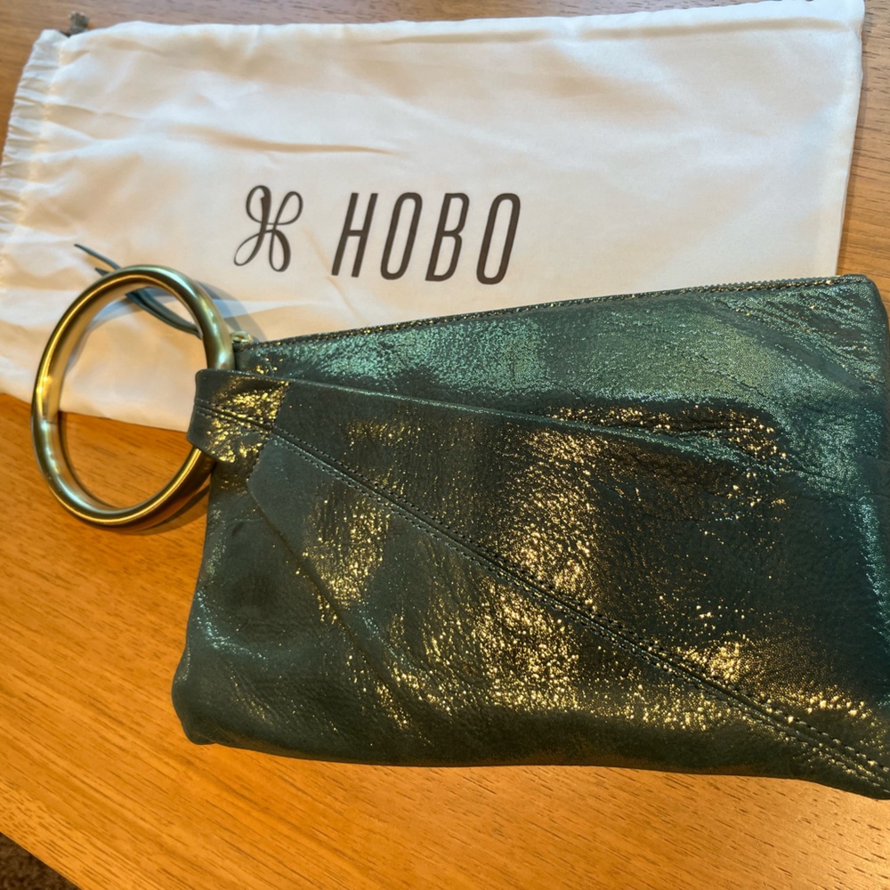HOBO clutch, leather, brass